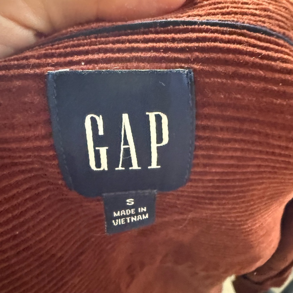 GAP Women Corduroy Shacket Rust Orange Button Down Shirt Jacket Size S - Picture 3 of 3